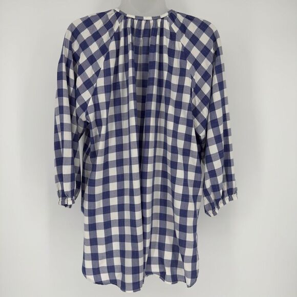 Nom Maternity‎ Provence Blue White Gingham Plaid Button Front Nursing Top Medium - Picture 4 of 8